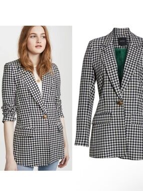 Smythe Tailored Blazer in Navy Check Size 2 NWT